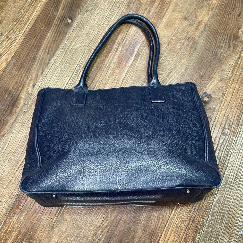 Kate Spade Navy Blue Perforated Pebbled Leather Satchel Shoulder Handbag - Picture 15 of 15